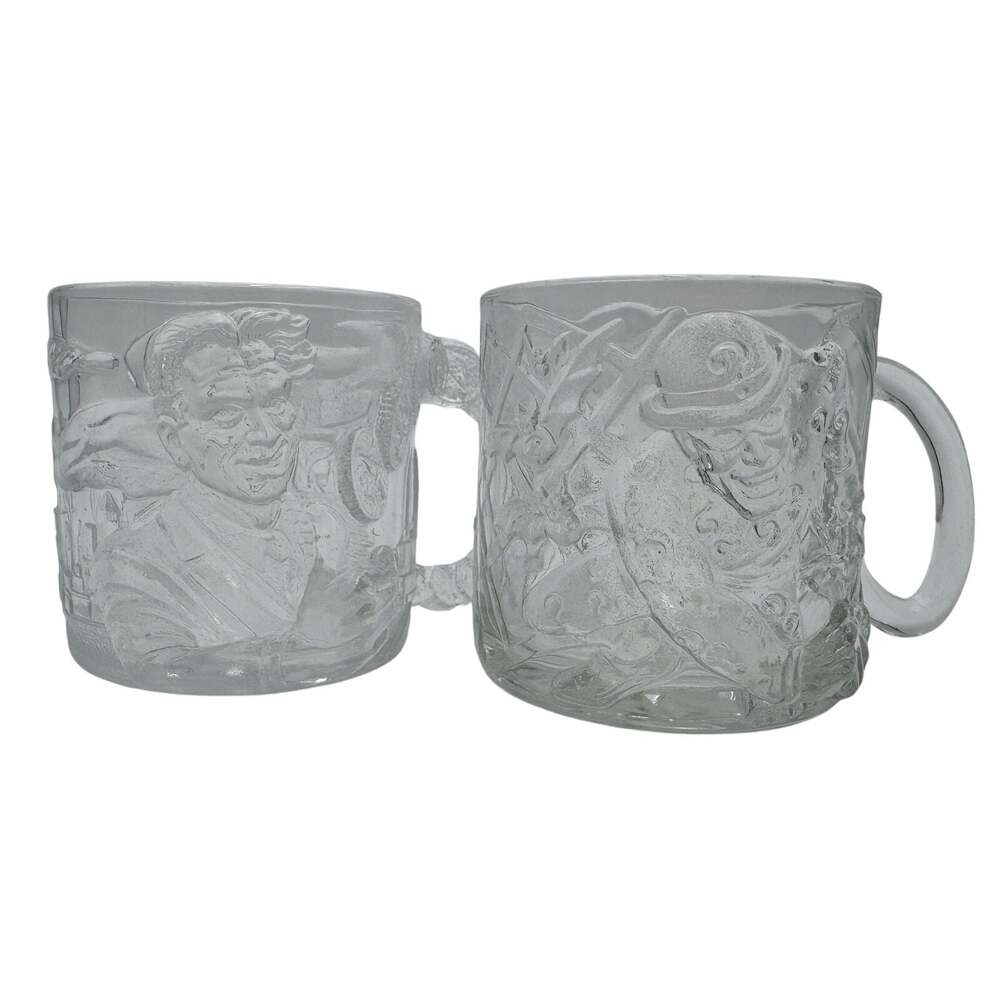 Vintage Batman Forever Mugs Riddler and Two-Face McDonalds Set of 2 1995